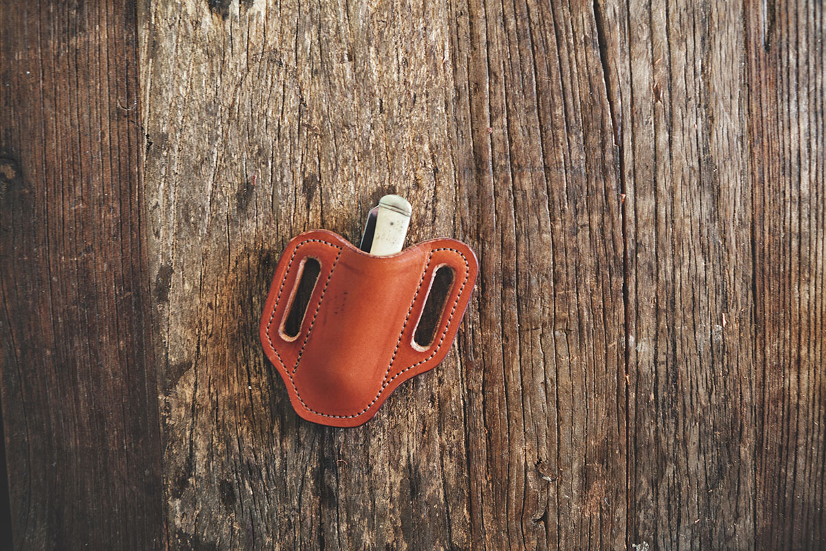 The Trapper Pocket Knife Sheath - Ozark Mountain Leather Works