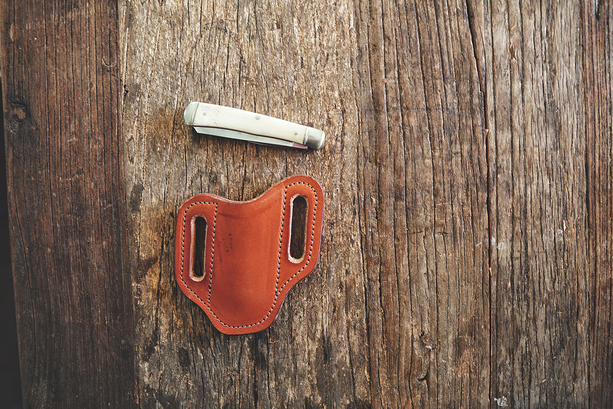 The Trapper Pocket Knife Sheath - Ozark Mountain Leather Works